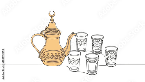 Arabic coffee pot and glasses