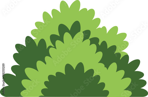 Vector Green Bush Clipart Isolated on White for Landscape Design