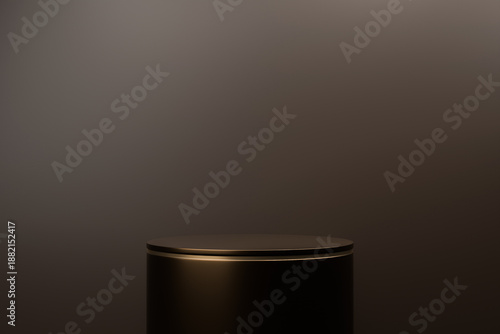 Minimalist 3D black and gold podium for premium exhibition