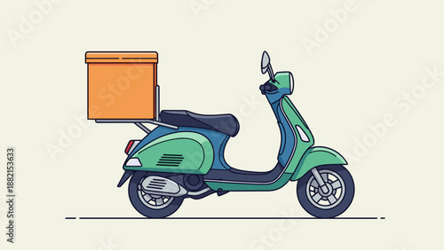 Green Scooter with Delivery Box Attached.