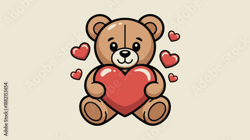 Teddy bear holding heart Vector