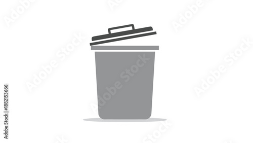 Grey Waste Bin with Open Lid.