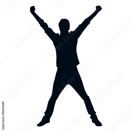 Happy man jumping silhouette happy silhouette