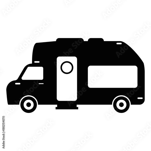 Camper van flat icon