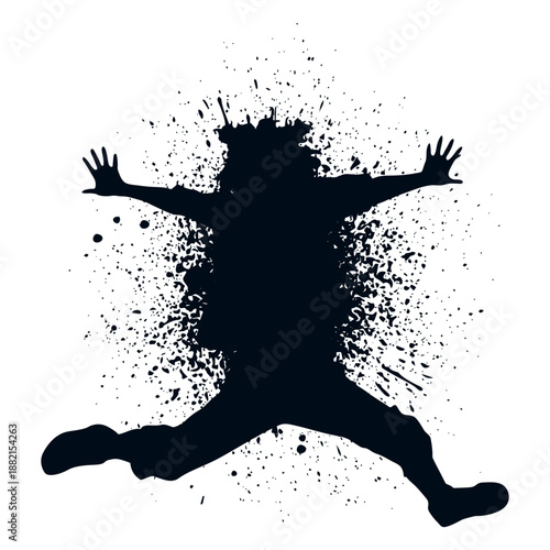 Eagle spread jump splash paint silhouette