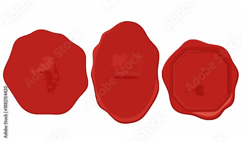 Vintage Wax Seal Medallions Vector. Antique Certificate Stamps