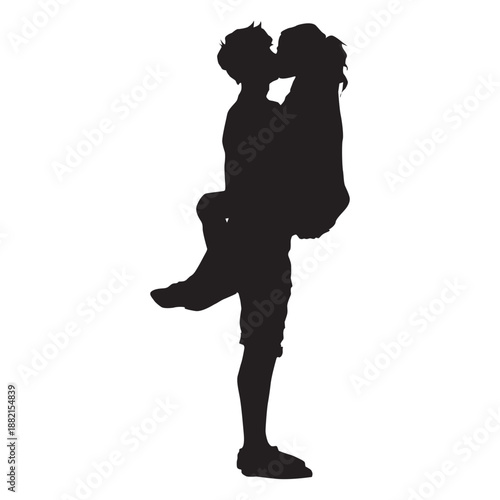 Couple romantic kiss silhouette