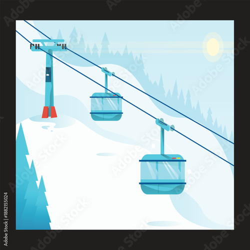 Cable Car Vector Design – Modern Transportation Illustration
