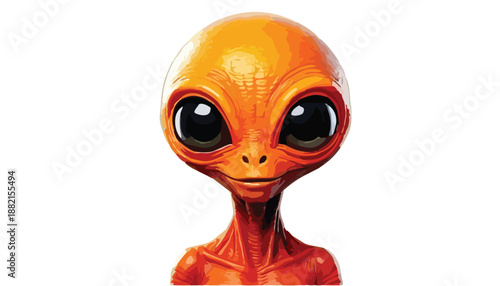 Orange Alien with Large Eyes Portrait.
