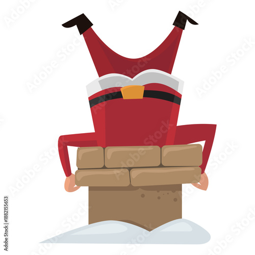 Santa stuck in chimney cartoon