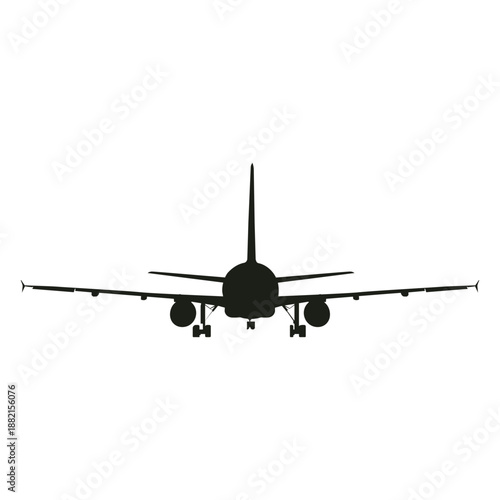Passenger airplane silhouette front view