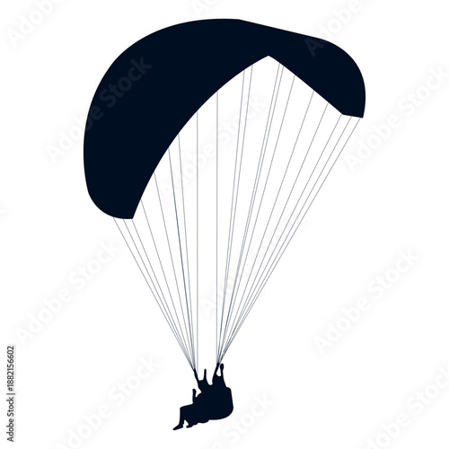 Tandem paragliding silhouette