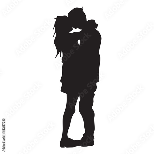 Kissing couple silhouette love