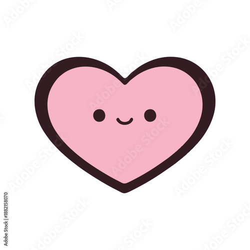 Cute Pink Kawaii Heart Illustration, Smiling Love Heart Cartoon Icon for Valentine’s Day PNG, Heart Stickers, Heart Emoji, Kids Design, Aesthetic Art & Romantic Graphics Valentine Cartoon Heart vector