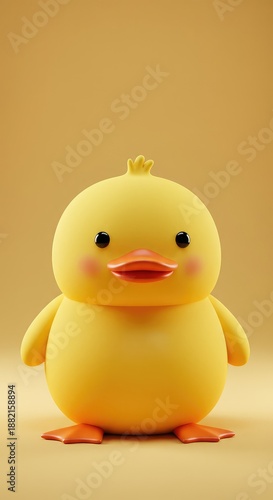 A cute, round, yellow duckling cartoon character with simple features, perfect for children's designs and spring themes ,happy ,nursery ,farm