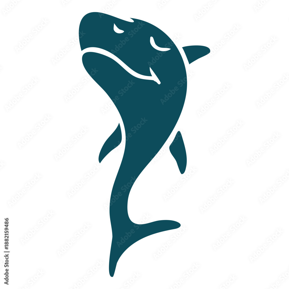 Naklejka premium Shark jumping happy detailed silhouette