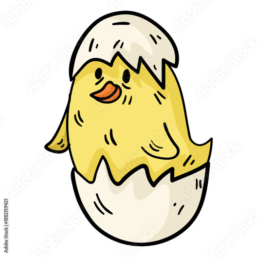 Hatched easter egg cartoon illustration