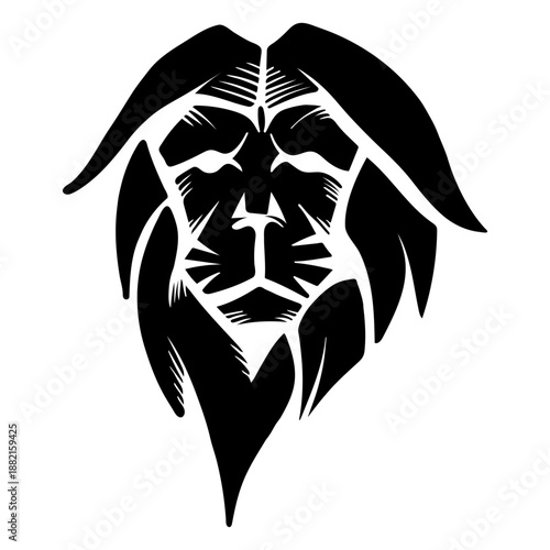 Lion mane detailed tattoo silhouette