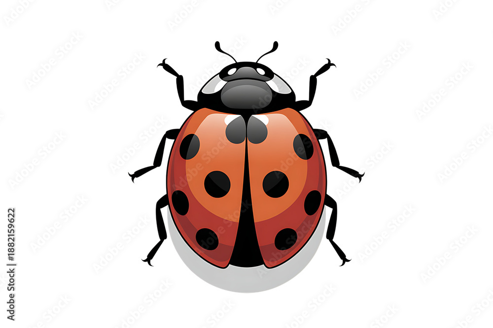 Fototapeta premium Cartoon ladybug with red shell and black spots
