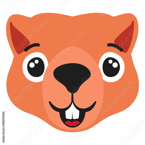 Beaver muzzle happy flat sticker