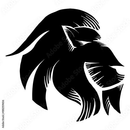 Lion mane tattoo silhouette detailed