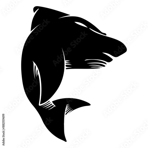 Shark angry detailed silhouette tattoo