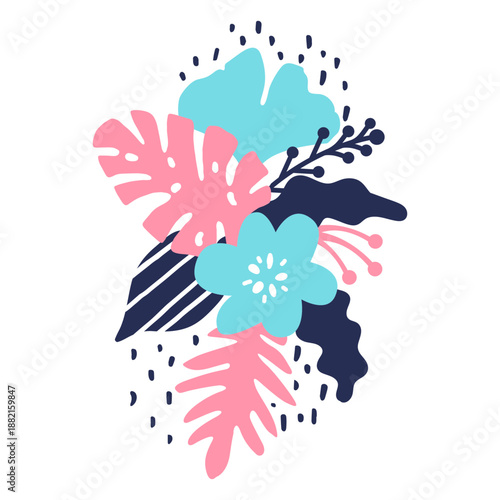 Flower stem bud petal leaf pollen flat