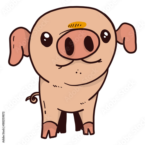 Cute pig ear snout hoof fat flat