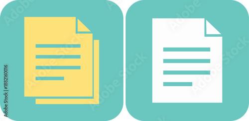 Two document one yellow and one white on teal background paper