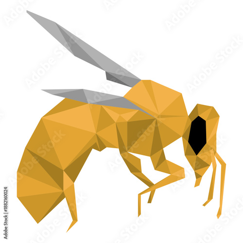 Bee wing leg wasp low poly insect