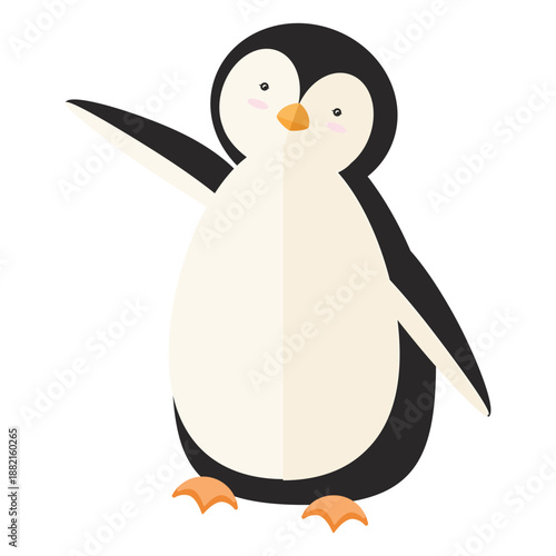 Penguin fat beak wing flat
