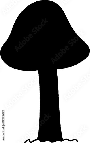Simple black silhouette of a mushroom icon, Forest mushroom doodle