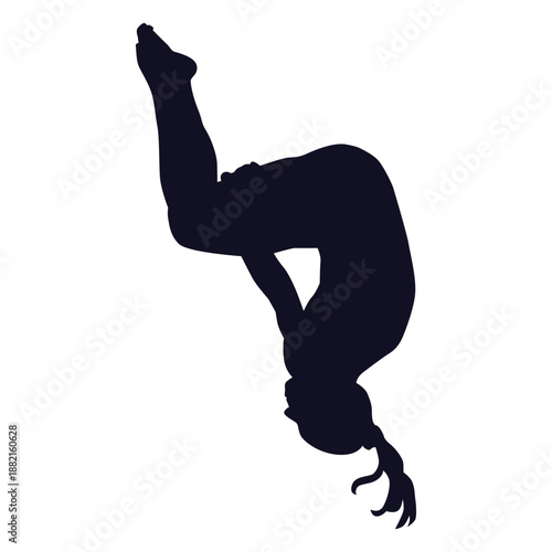 Exercise gymnast woman somersault silhouette