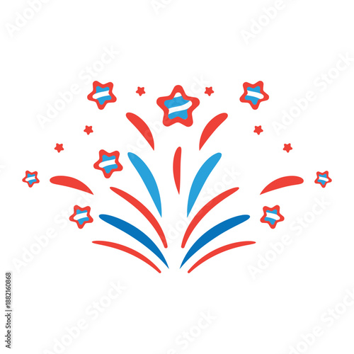 Firework salute star beam ray badge sticker