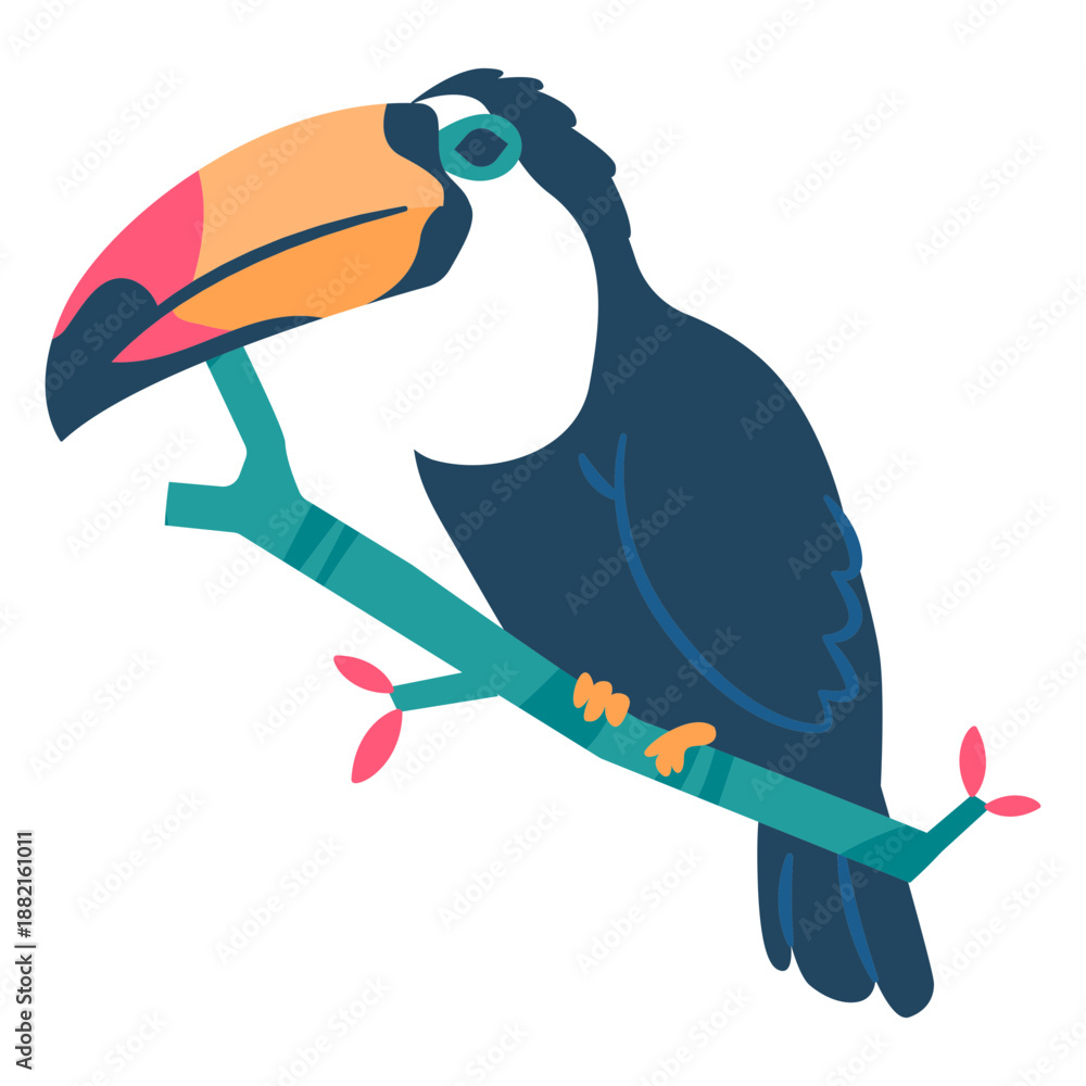 Fototapeta premium Toucan beak branch flat