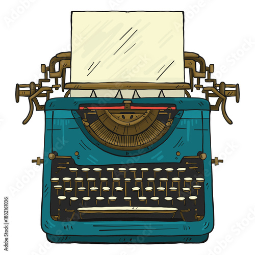 Typewriter paper button typing illustration