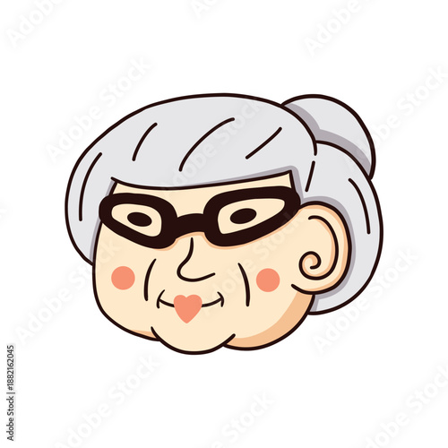 grandmother character wearing glasses cartoon illustration