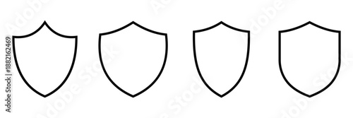 Shield Icon Vector Set – Vintage Protection and Security Badges in Line and Flat Style, 
Isolated