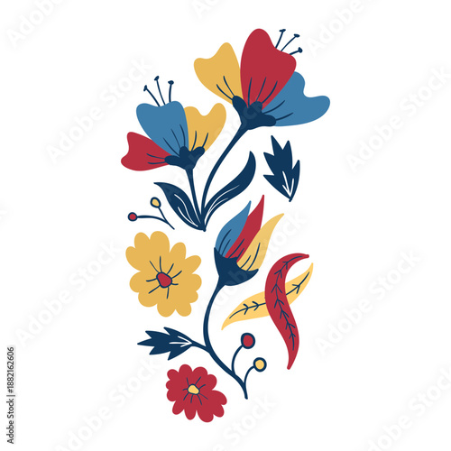 Flower petal leaf bud stem flat