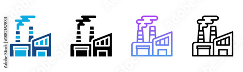 Factory Icon Multiple Style Vector Illustration
