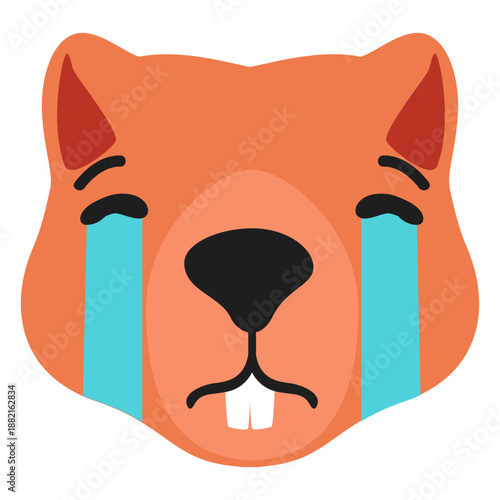 Beaver muzzle sad flat sticker
