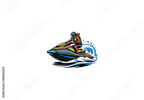 Jets ski Water sport logo, Dynamic Jet Ski Rider Logo vector design