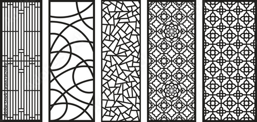 Black and white geometric jali patterns with intricate 1