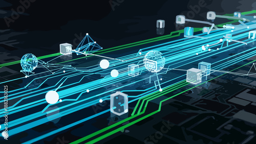 Futuristic Network Lines and Data Nodes.