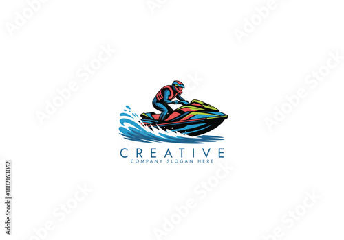 Jets ski Water sport logo, Dynamic Jet Ski Rider Logo vector design