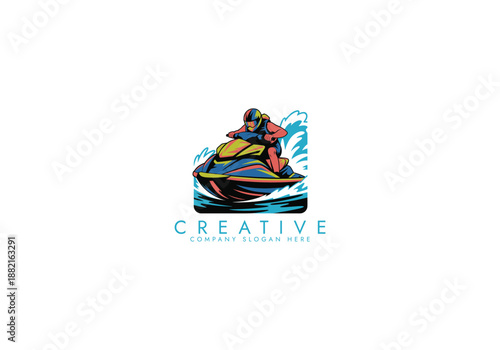 Jets ski Water sport logo, Dynamic Jet Ski Rider Logo vector design