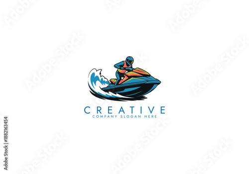 Jets ski Water sport logo, Dynamic Jet Ski Rider Logo vector design