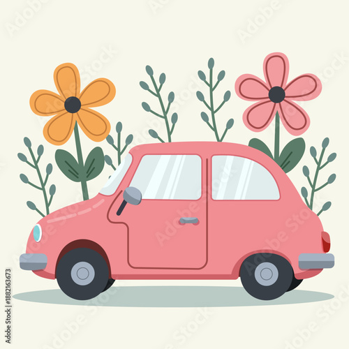 Car in flowers