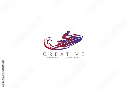Jets ski Water sport logo, Dynamic Jet Ski Rider Logo vector design