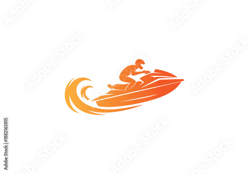 Jets ski Water sport logo, Dynamic Jet Ski Rider Logo vector design